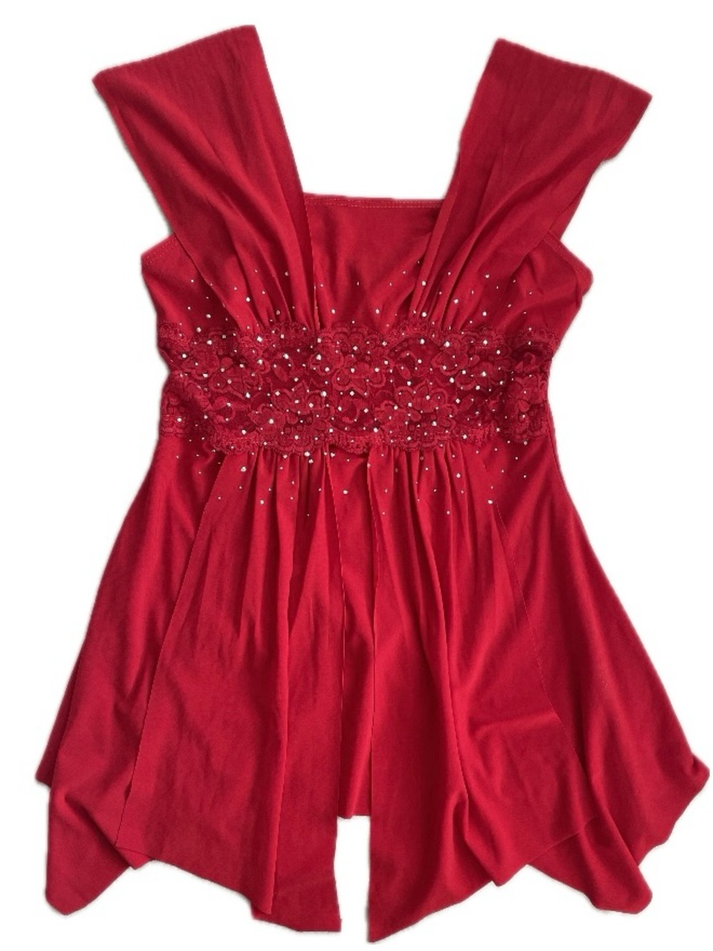 ✰ Solar Embellished Red Camisole Top with Lace ✰